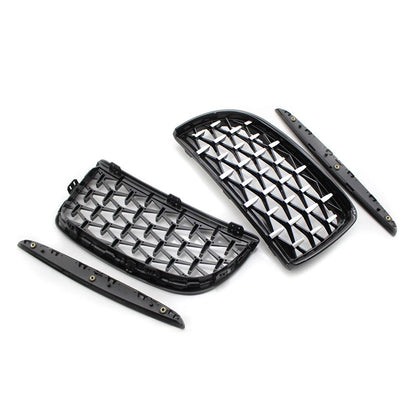 Front Frame & Chrome Grille for BMW E90 2005-2008 Black Pair