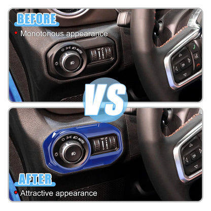 Blue Headlight Switch Button Trim Cover for Jeep Wrangler JL (2018-2023)