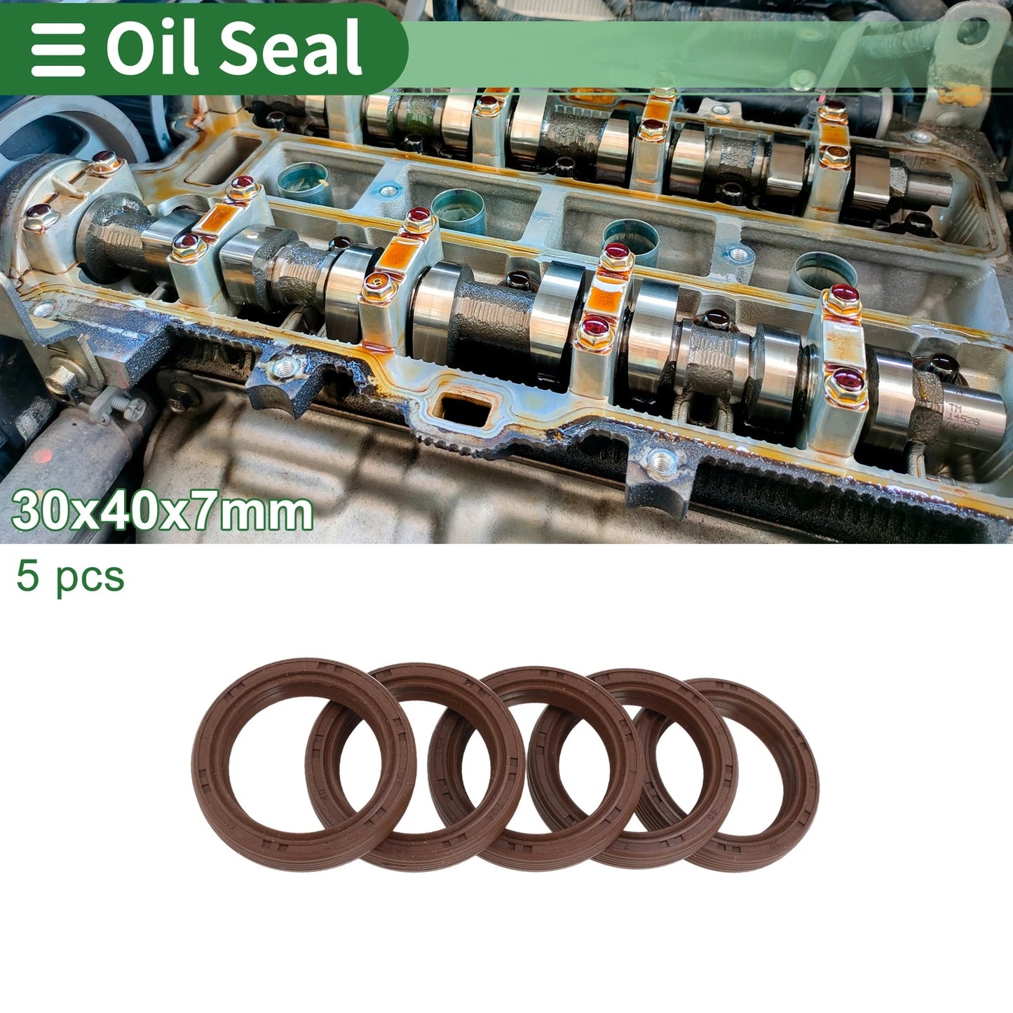 Oil Seal 5 x 30x40x7mm FKM Rubber Brown High Pressure for Car