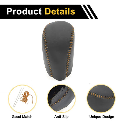 Car Gear Shift Knob Cover for Honda Civic (2016-2021) - Black Brown Faux Leather