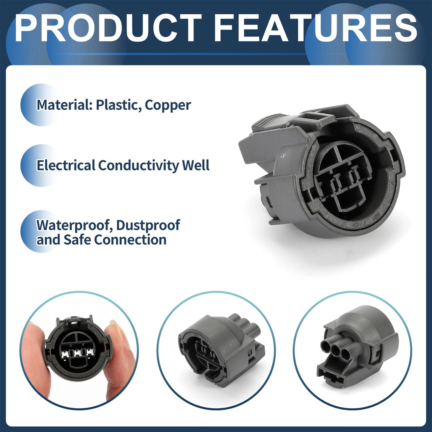 3 Pin Waterproof Connector Plug for Honda Fit CR-V XR-V (2015-2023)