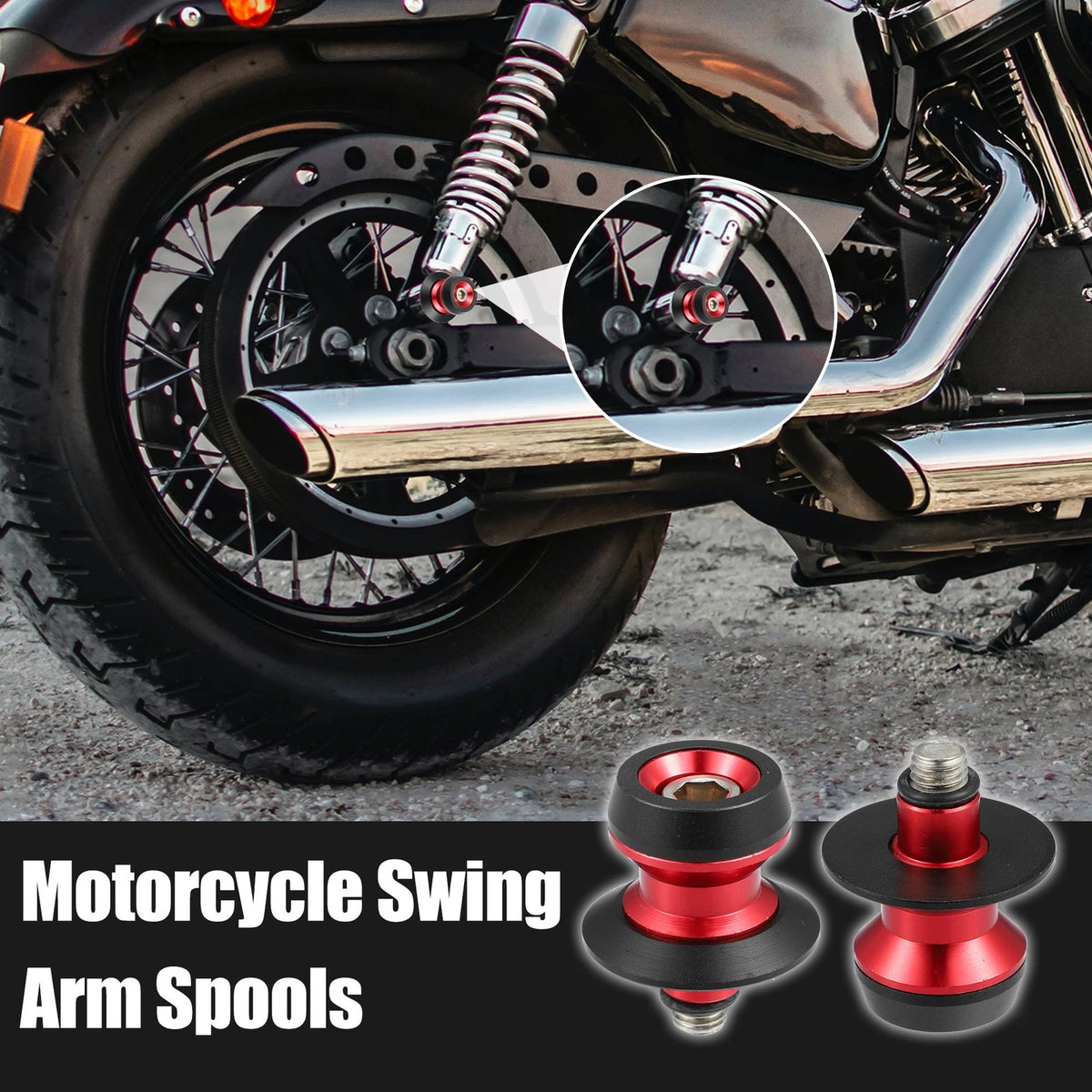 Pair M10x1.5 Red Aluminum Alloy Swing Arm Spools for Kawasaki