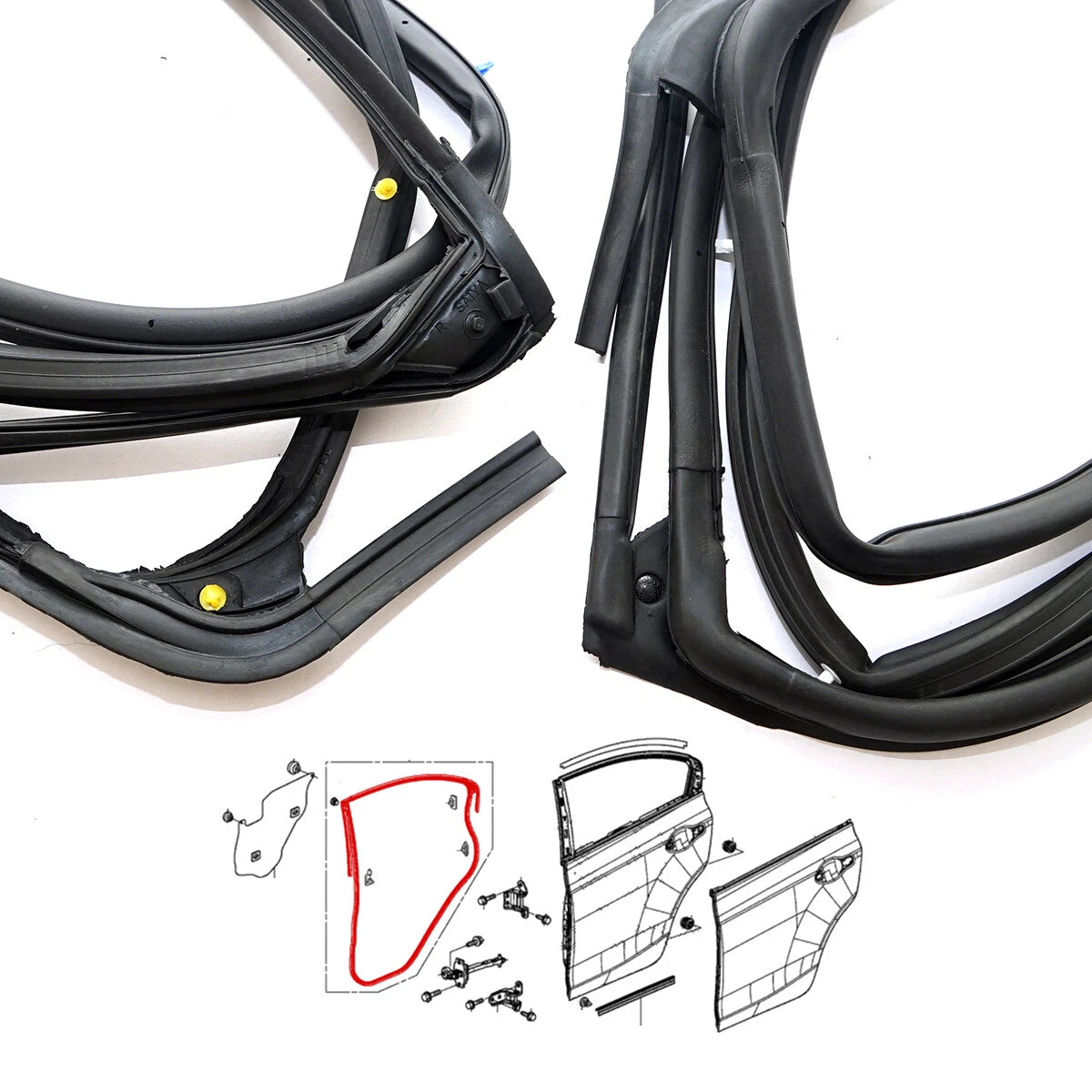Front Rear Door Weatherstrip Rubber for Honda Civic 4D 2012-2015