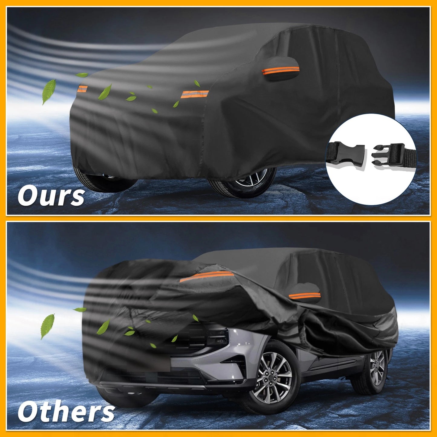 Waterproof All Weather Car Cover for Ford Edge (2015-2023) - Black 190T-PU