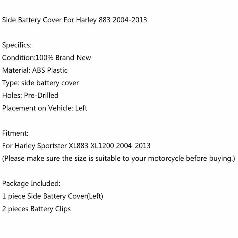 Battery Cover for Harley Sportster XL 883 1200 (2004-2013)