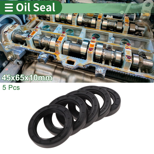 Oil Seal 45x65x10mm NBR Rubber High Pressure Black 5 Pcs