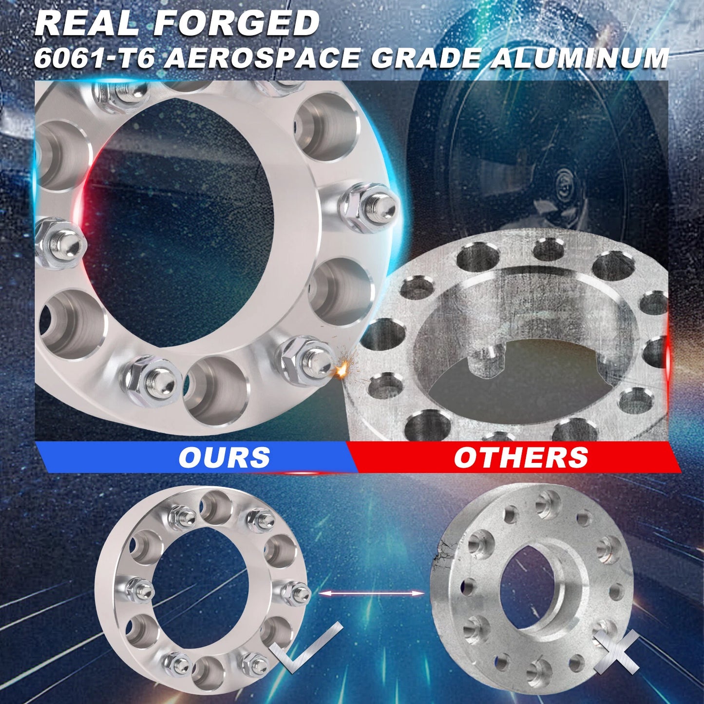 4 x 50mm Wheel Spacers for Land Cruiser, Patrol, Hilux 6x139.7