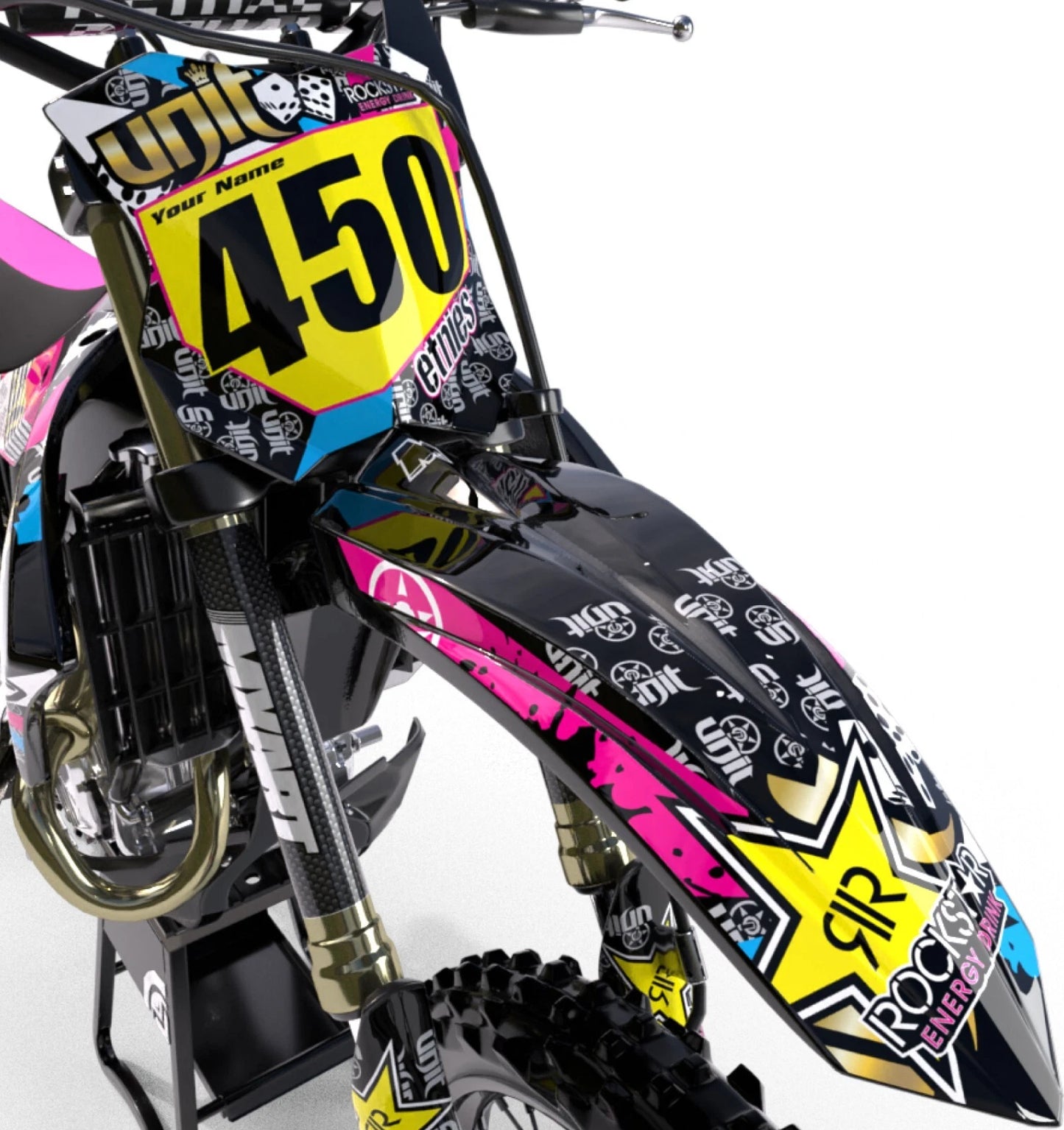 Custom Decal Kit RUSH Style for Kawasaki KLX 110 (2000-2009)