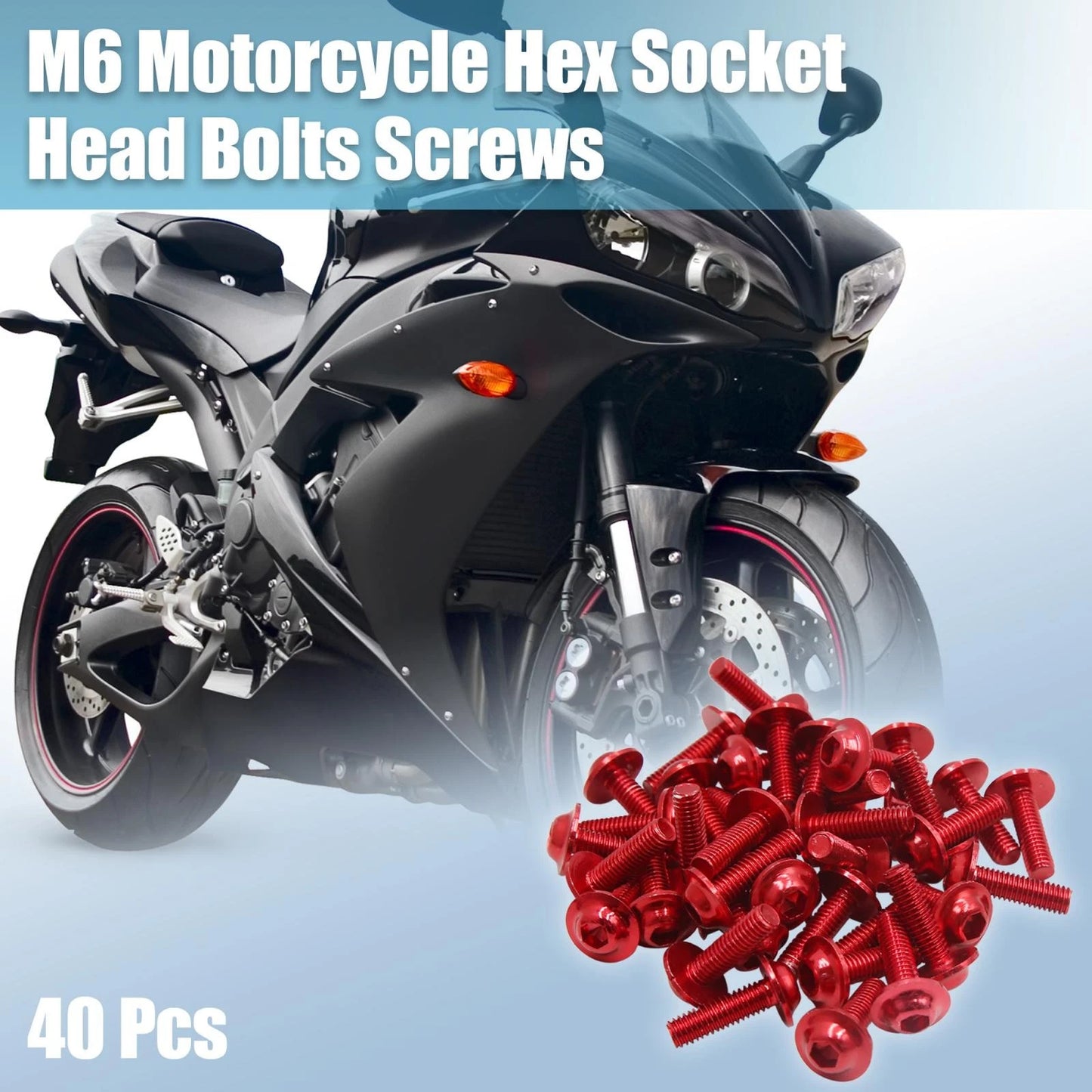 40pcs M6 Red Aluminum Hex Socket Bolts Screws for Universal