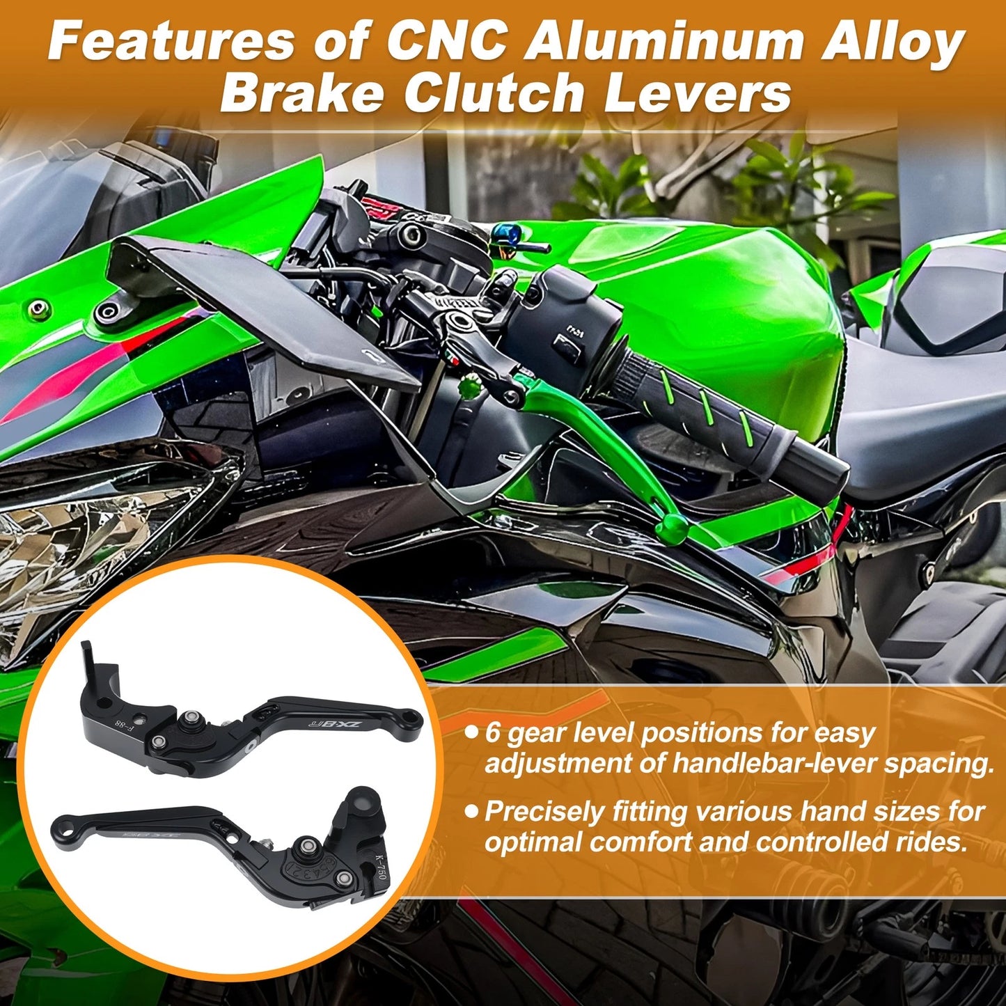 1 pair Motorcycle Brake Clutch Levers for Kawasaki Ninja ZX6R 636 (2019–2025)
