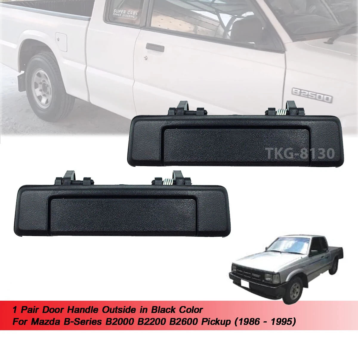 Door Handle Outside Black for Mazda B2000 B2200 B2600 (1986-1995)