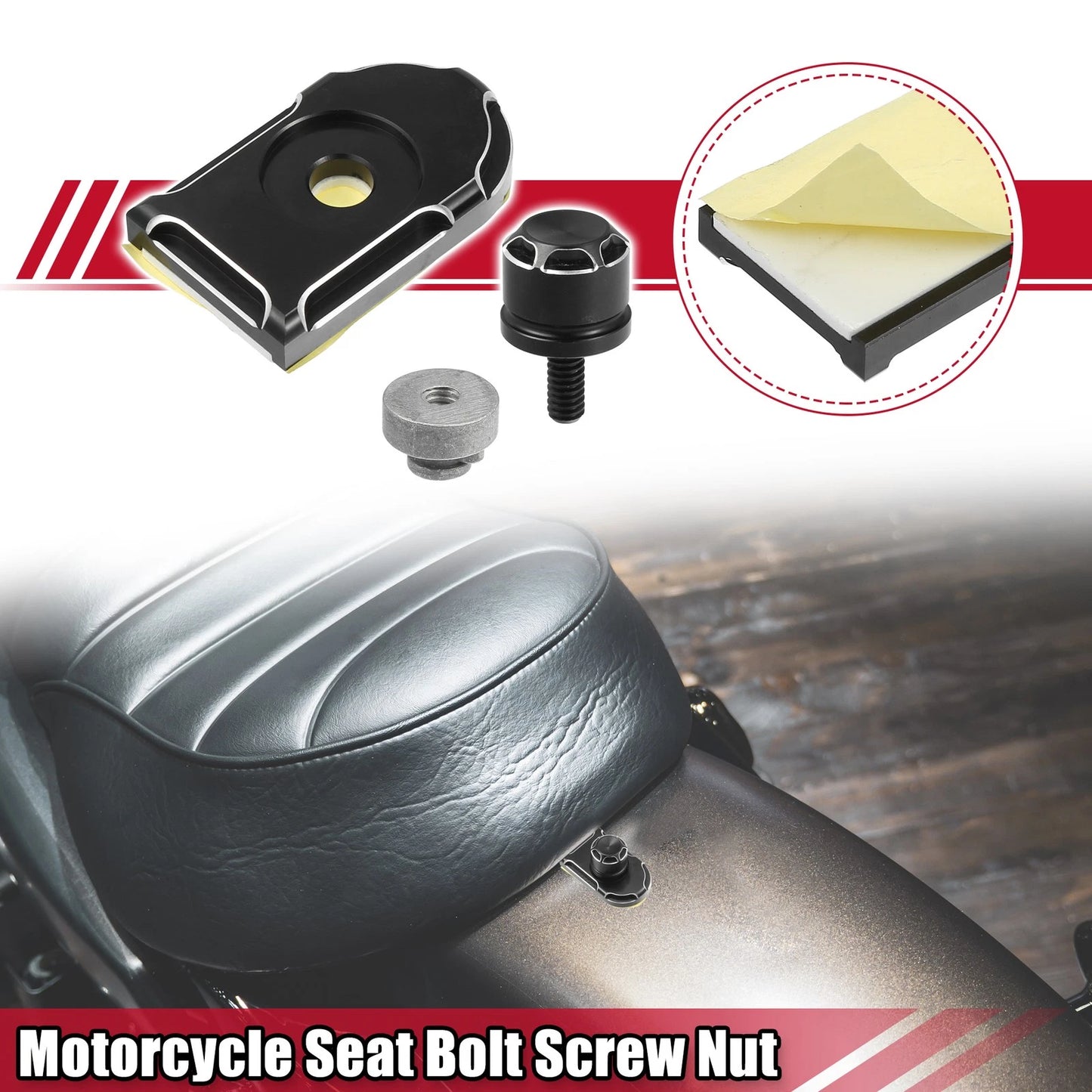 Set Seat Bolt Screw with Cover Nut for Harley Davidson 1/4-20