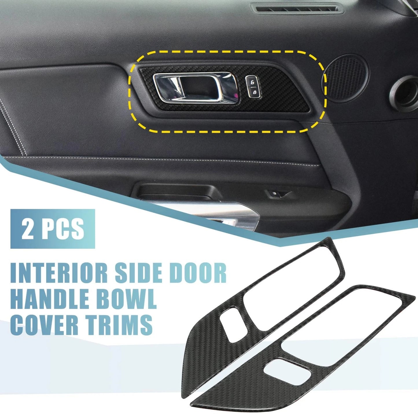 Side Door Handle Bowl Covers for Ford Mustang (2015-2021) Black