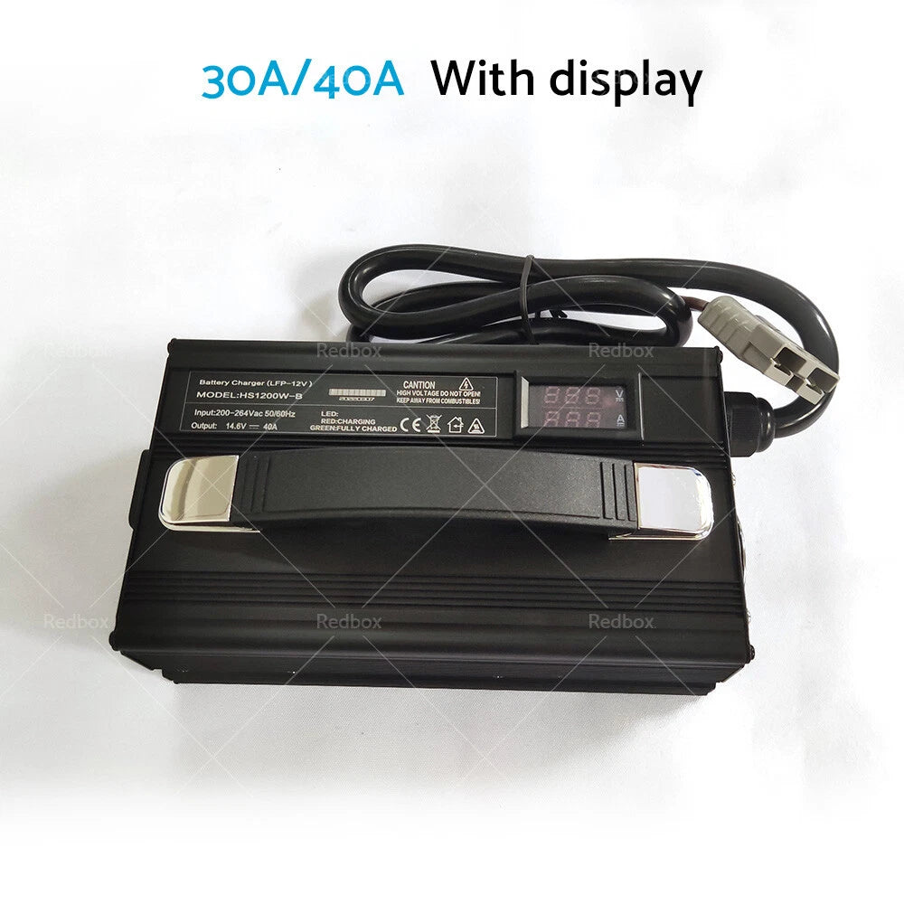 30A/40A Lithium Battery Charger w/ Display for LiFePO4 (14.6V)
