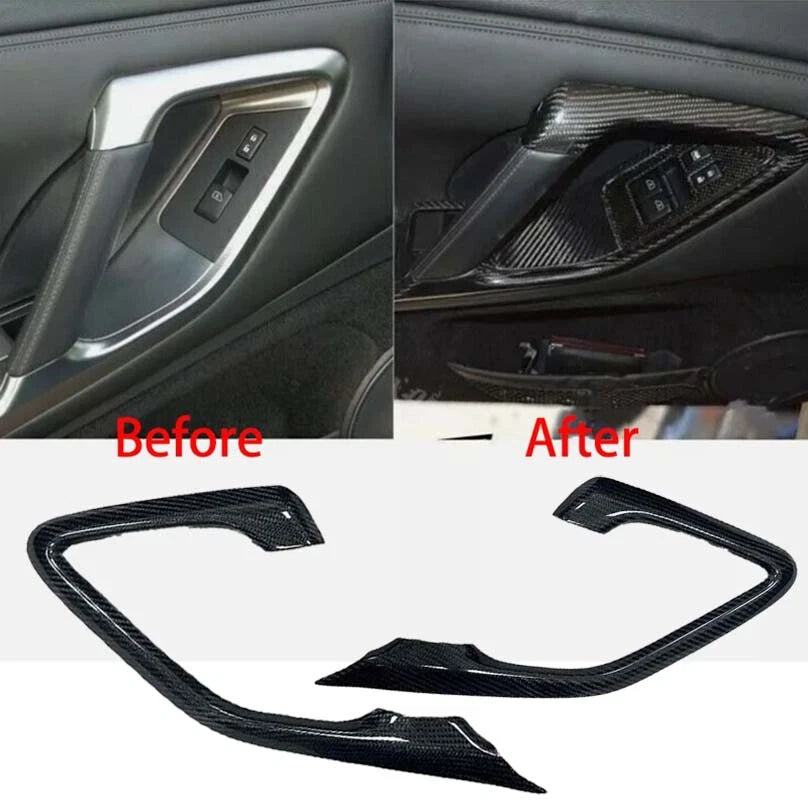 100% Carbon Fiber Interior Door Handle Frame Cover For Nissan GTR R35 2008-2016