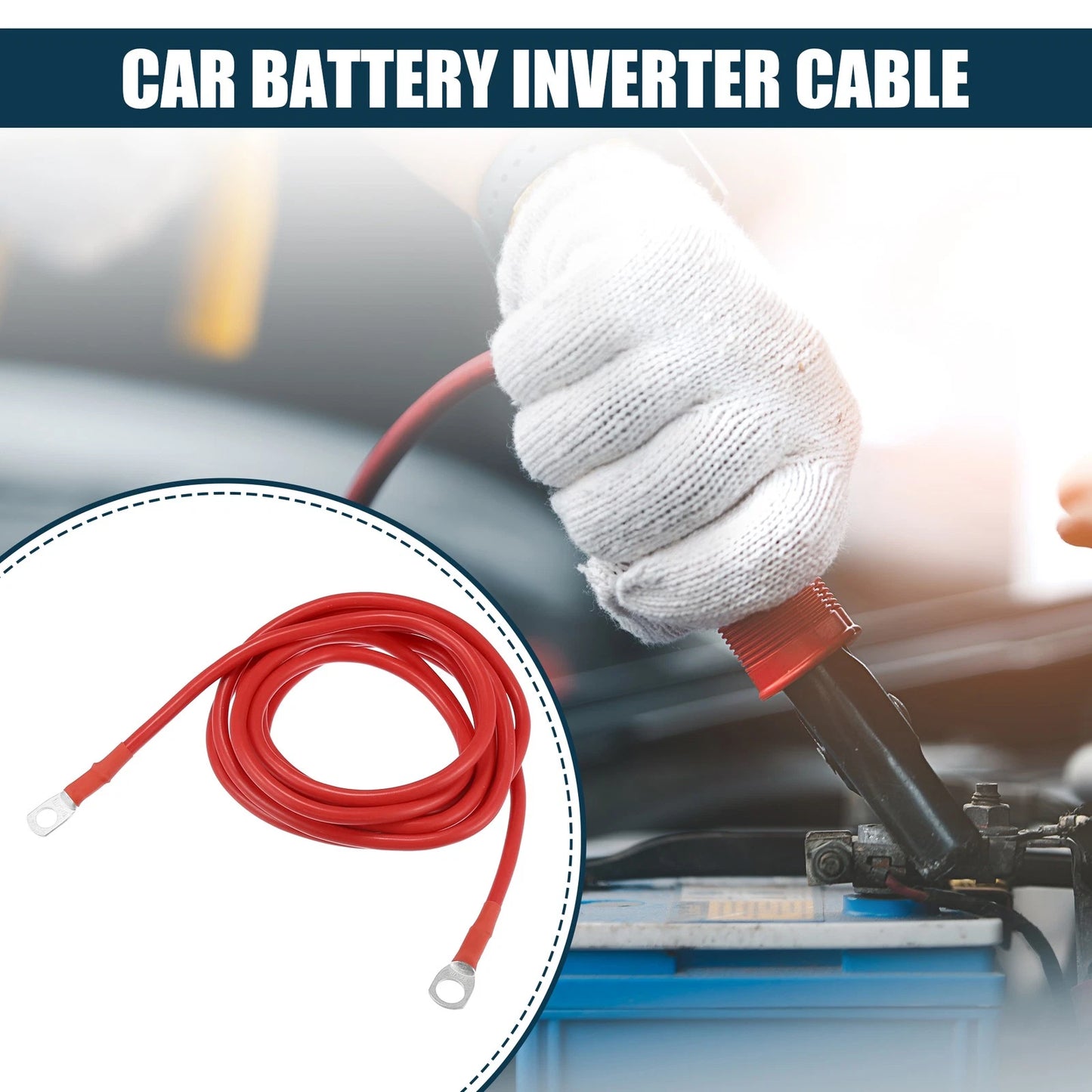 9ft 5/16-3/8 Red Battery Inverter Cable for Car Marine