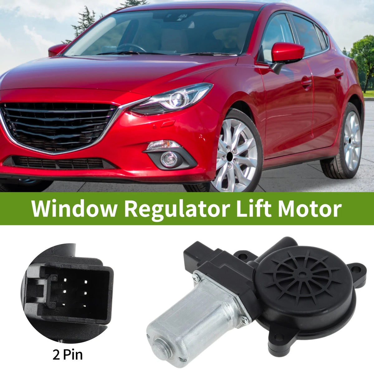 Power Window Regulator Lift Motor for Mazda 3, CX-3, CX-9, Scion (2004-2023)