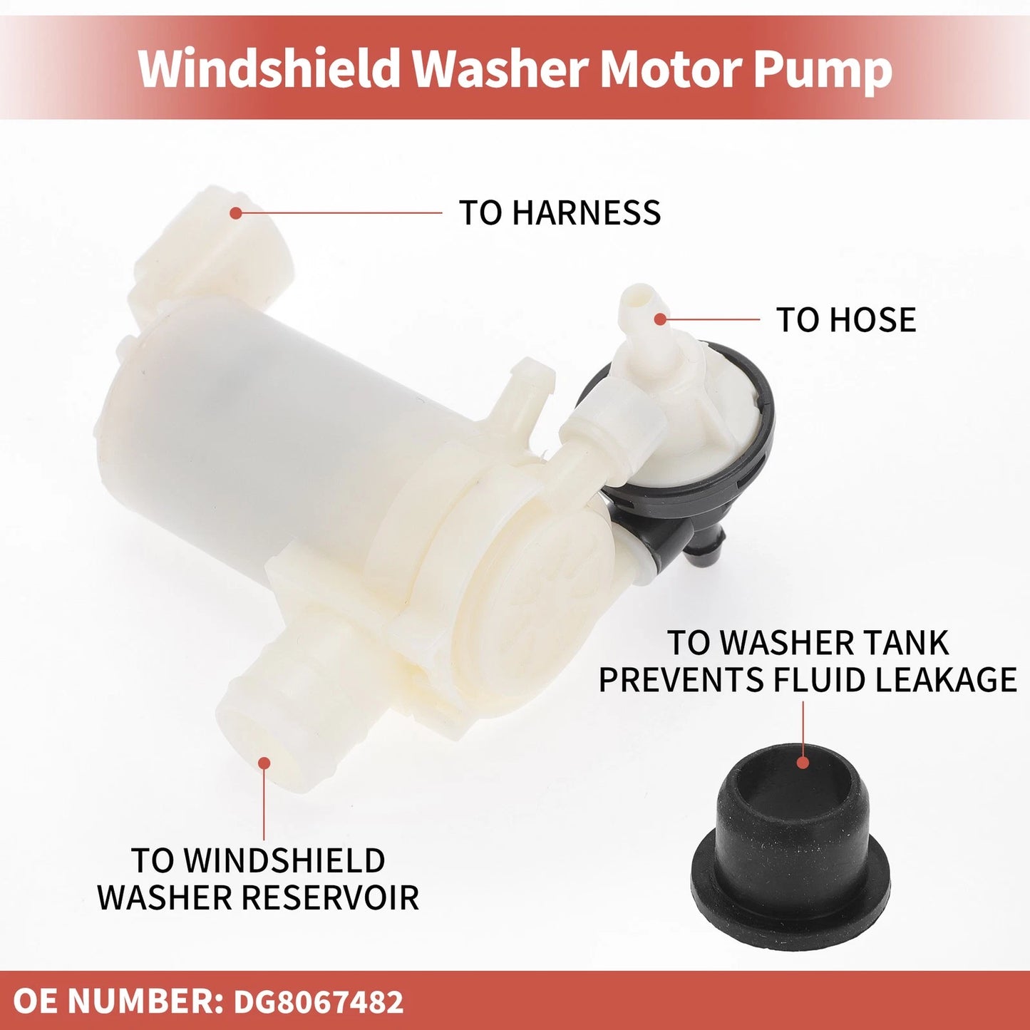 Windshield Washer Pump w/ Grommet for Mazda 2 (2011-2014)