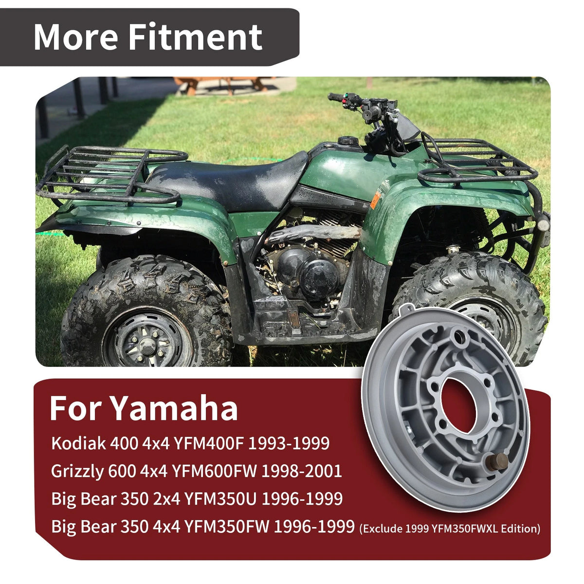 Rear Brake Drum Plate for Yamaha Kodiak 400 Big Bear 350 (1996–1999)