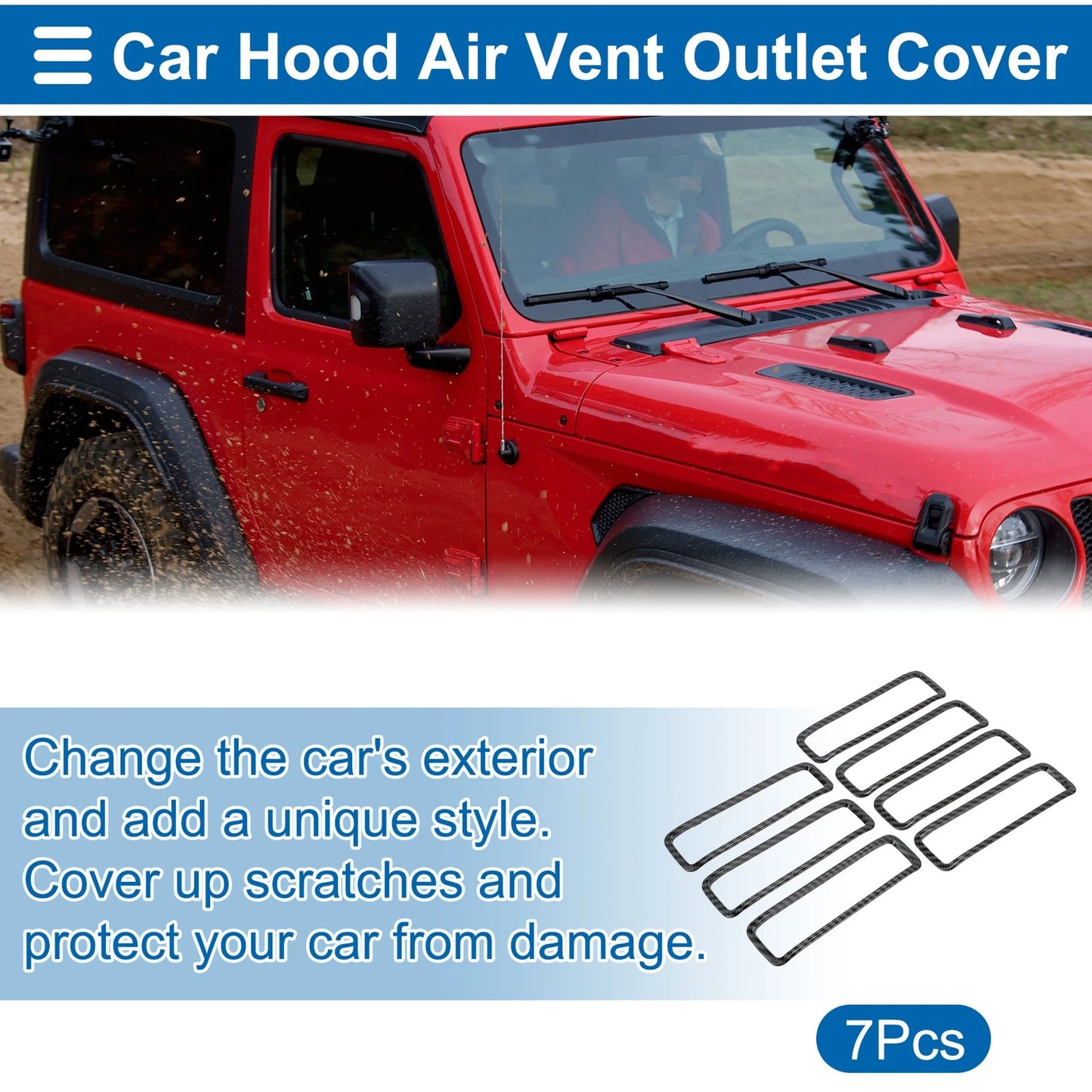 Hood Air Outlet Vent Cover Trim for Jeep Gladiator JT (2020-2023) 7 x Pcs