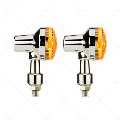 4 x Chrome Motorcycle Turn Signal Lights Amber Indicators for Universal