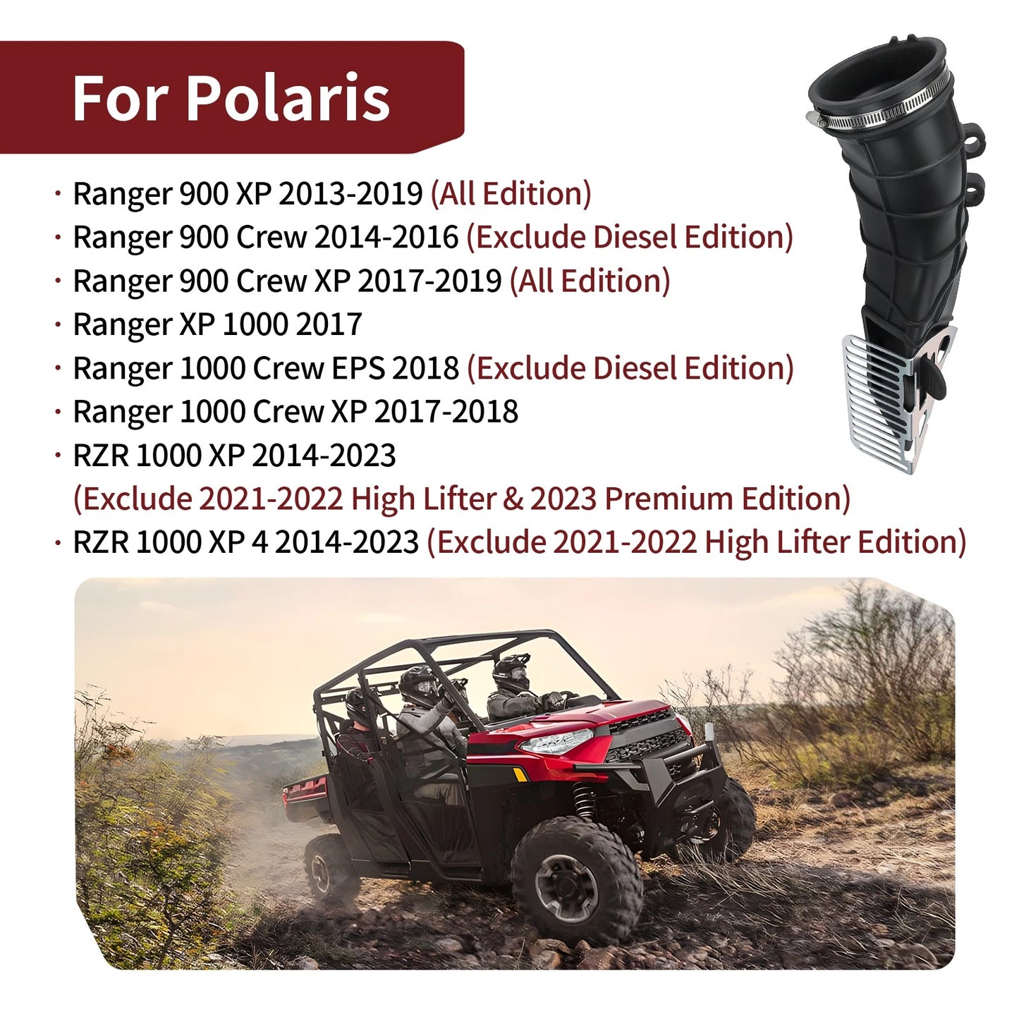 Air Outlet Clutch Hose for Polaris RZR XP 1000 (2014–2023)