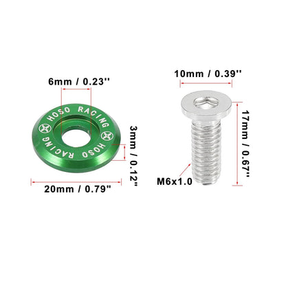 8pcs M6 Release Fastener Bumper Fender Washer Bolt for Car Motorcycle