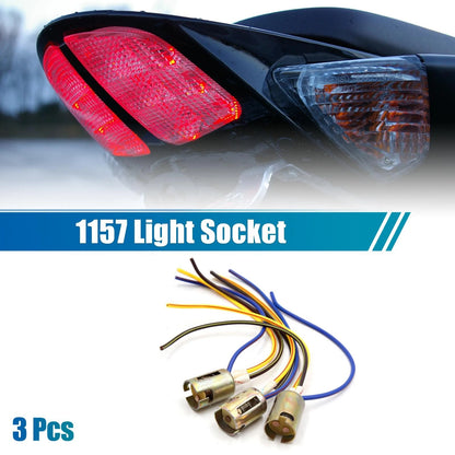 3x 1157 LED Motorcycle Brake Light Extension Wire Socket for Motorcycle