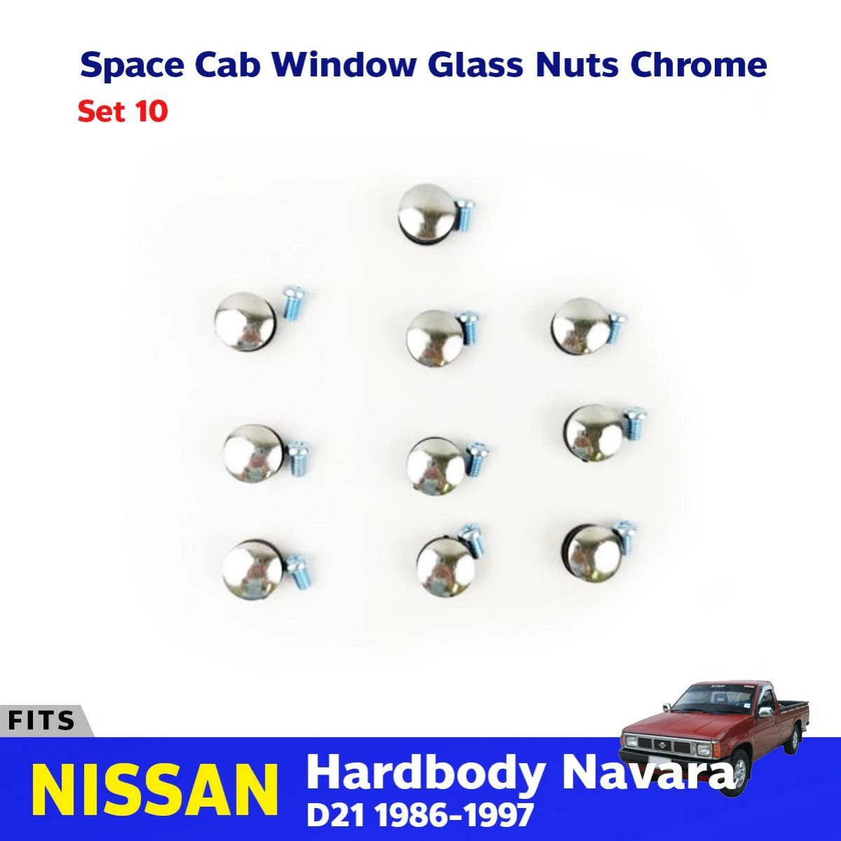 10x Spece Cap Glass Nut Chrome Fits Nissan Hardbody Navara D21 Pickup 1986-97