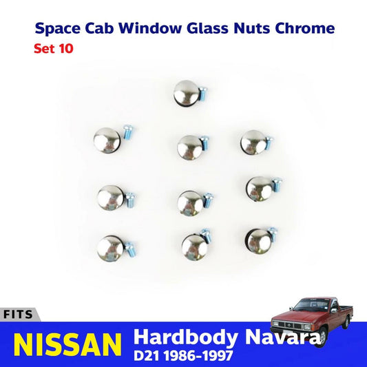 10x Spece Cap Glass Nut Chrome Fits Nissan Hardbody Navara D21 Pickup 1986-97