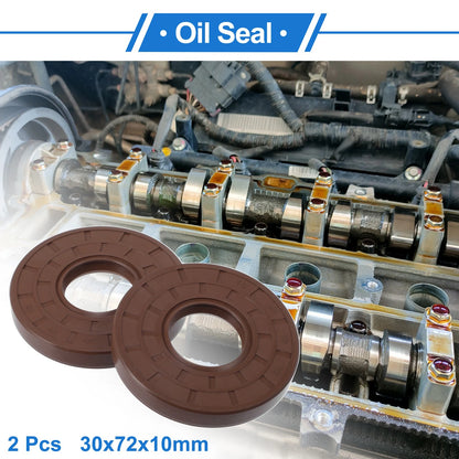 Oil Seal 2 x Rotary Shaft Seal FKM Rubber 30x72x10mm Brown for Make Model