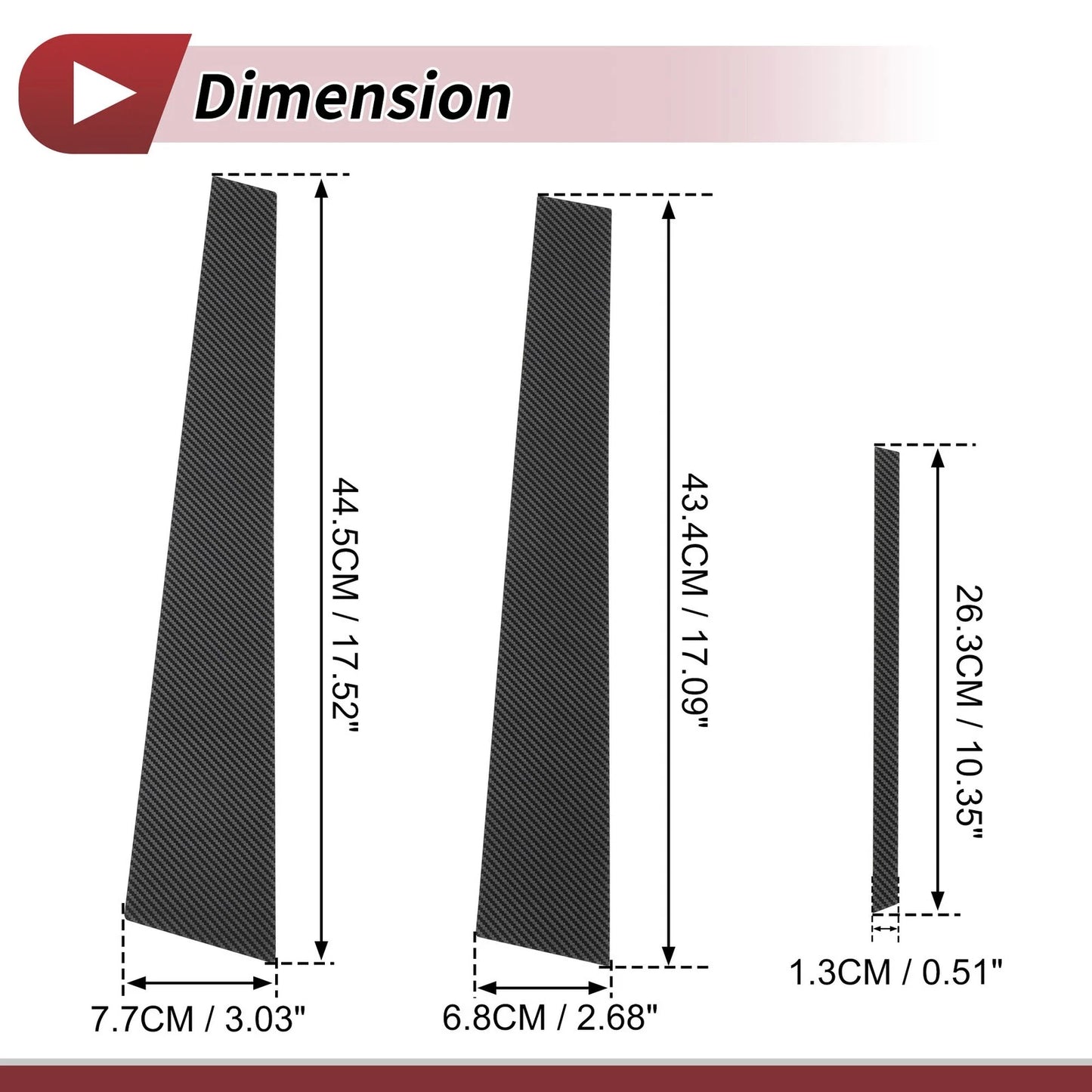 6 Pcs Door Pillar Window Trim for Lexus ES (1997-2001) Carbon Fiber Black