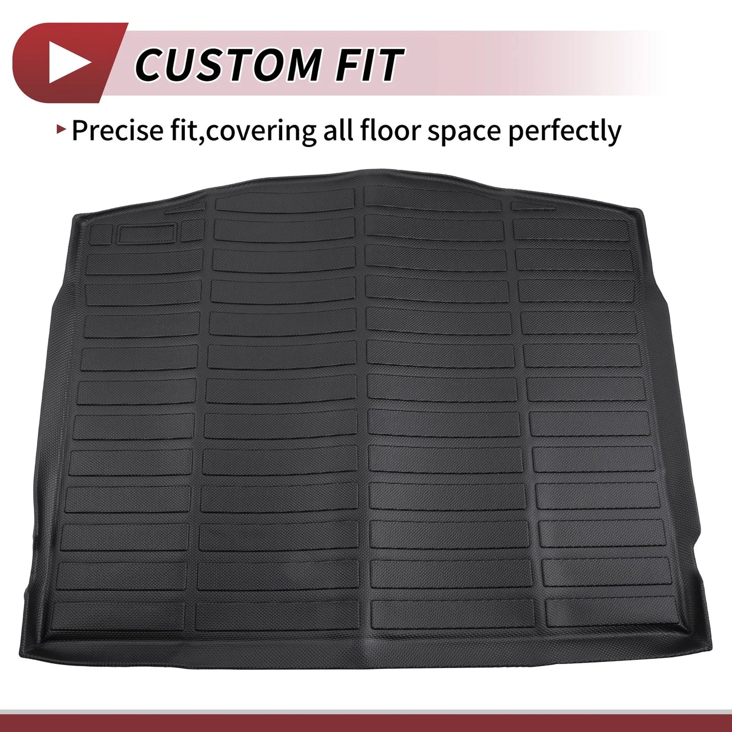 Cargo Liner Rear Trunk Mat for Ford Escape (2020-2024) Long Grid Pattern Black