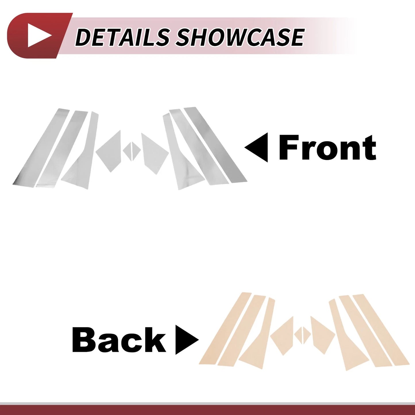 10 Pcs Door Pillar Window Trim for Acura RDX Silver Tone (2007-2012)