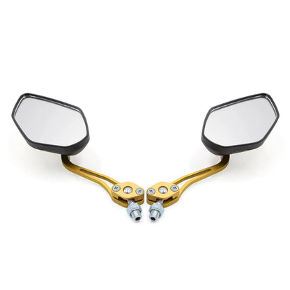 8mm 10mm Thread Rear View Side Mirror Gold Tone Universal for Motorcycle