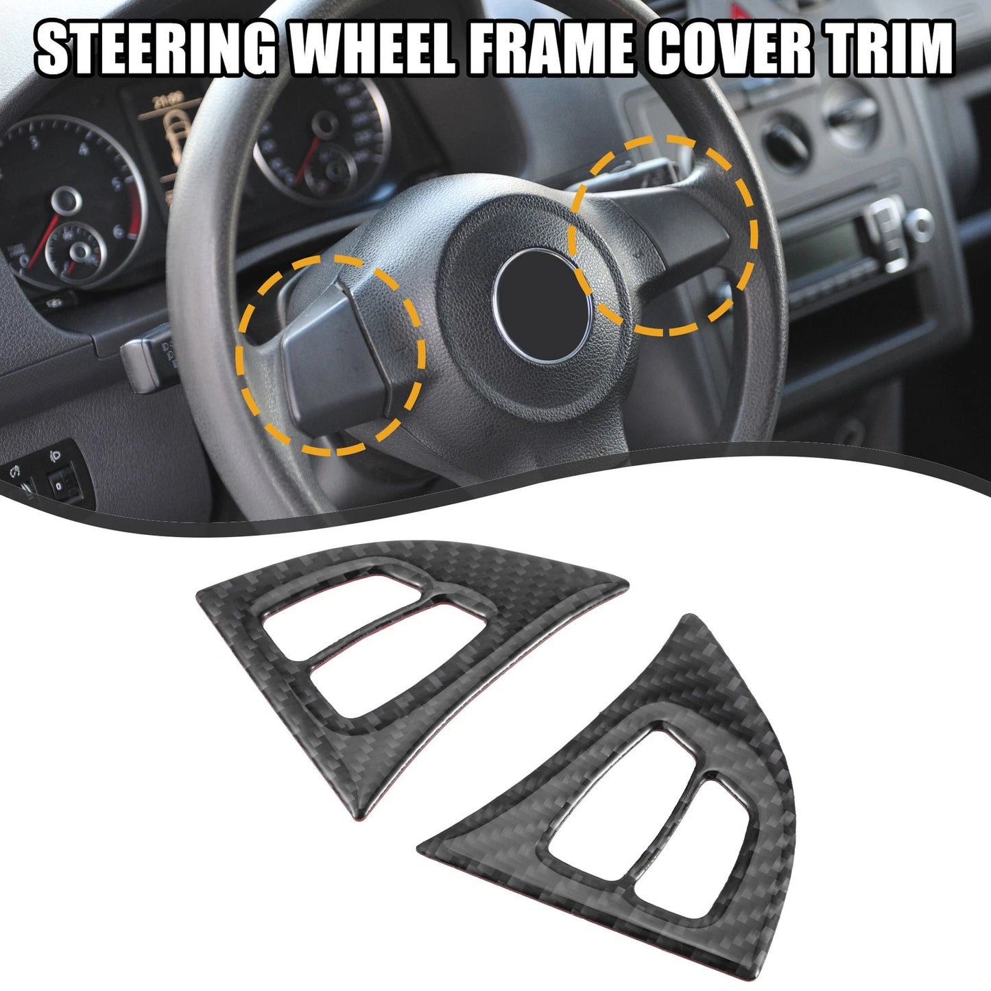 2 x Car Steering Wheel Cover Trim for BMW X5 E70 (2007-2013) Carbon Fiber Black