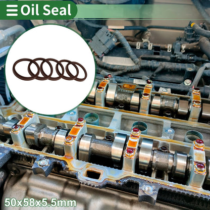 Oil Seal 50x58x5.5mm Brown 5 Pcs for Rotary Shaft Seal FKM Rubber