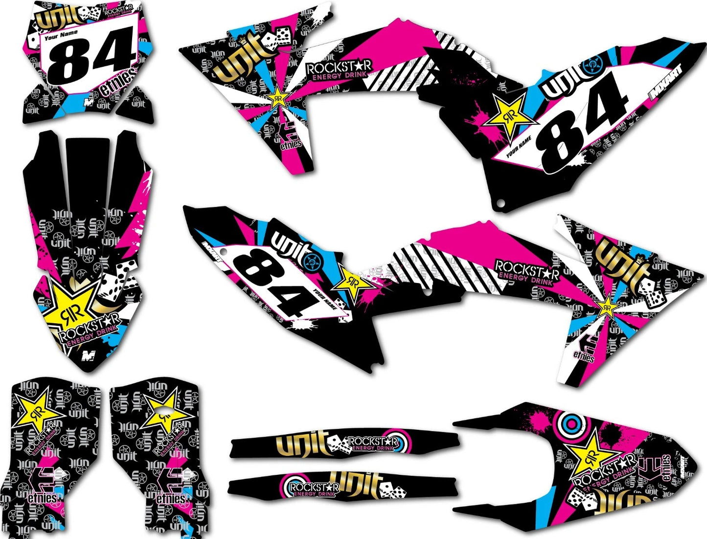 Custom Graphic Kit RUSH Style for KTM SXF 450 Decals Stickers (2023-2024)