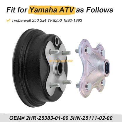 Rear Wheel Axle Hub & Brake Drum for Yamaha Timberwolf 250 YFB250 (1992–1993)