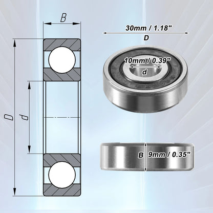 10 x 10x30x9mm Double Rubber Sealed Auto Deep Groove Ball Bearings for Car