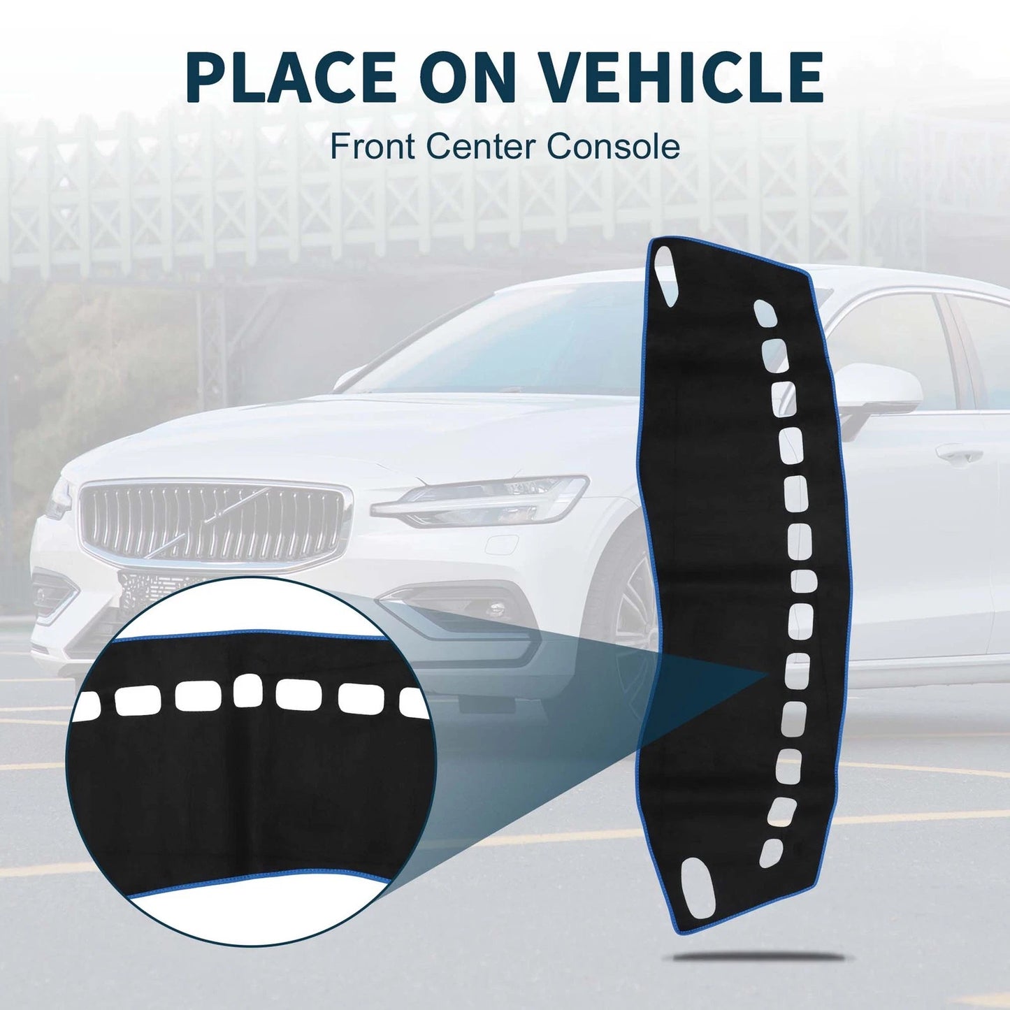 Dashboard Cover Mat for Volvo S60 2010-2018 Sun Protector Pad Black Blue