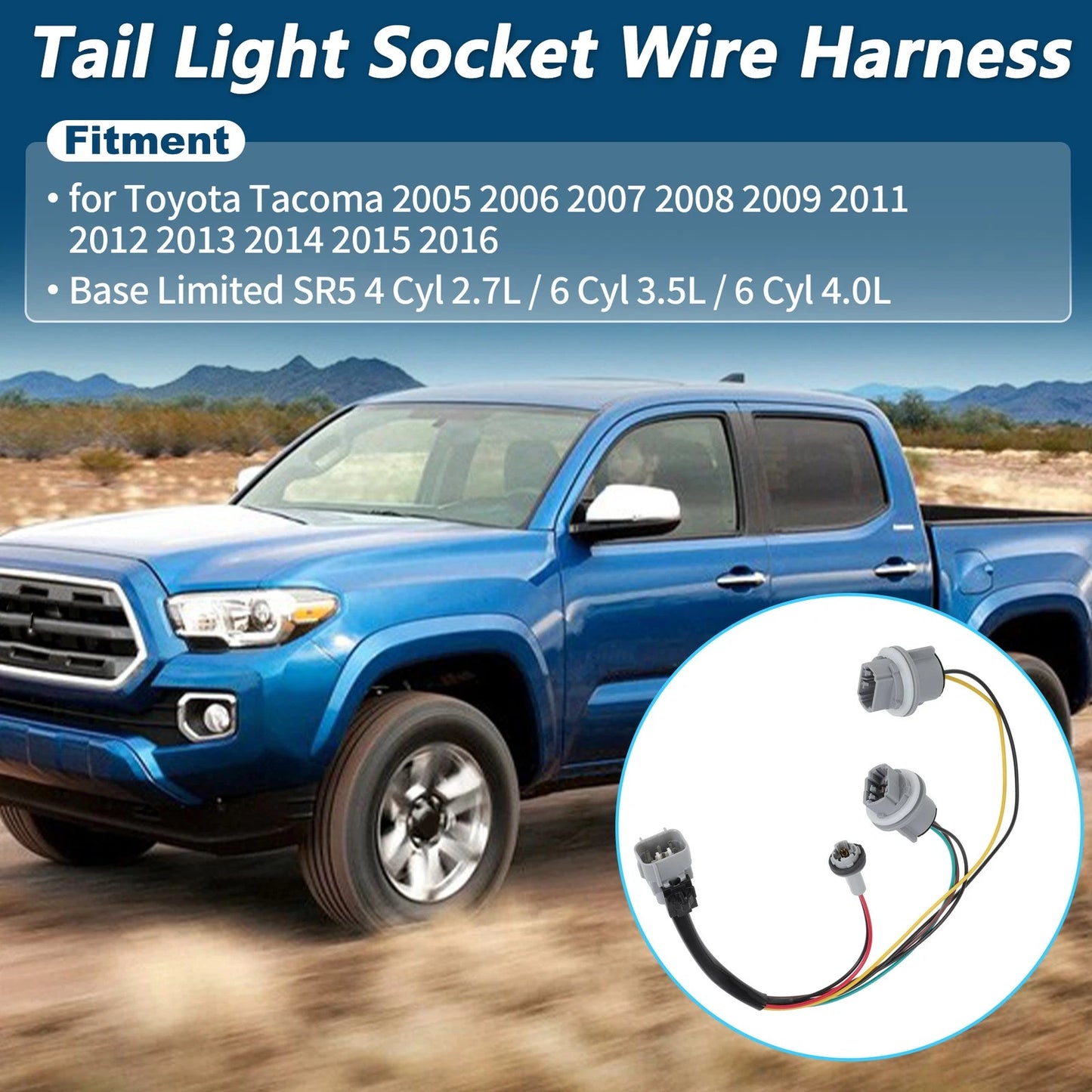 Tail Light Bulb Socket Wiring for Toyota Tacoma (2005–2009,2011–2016)
