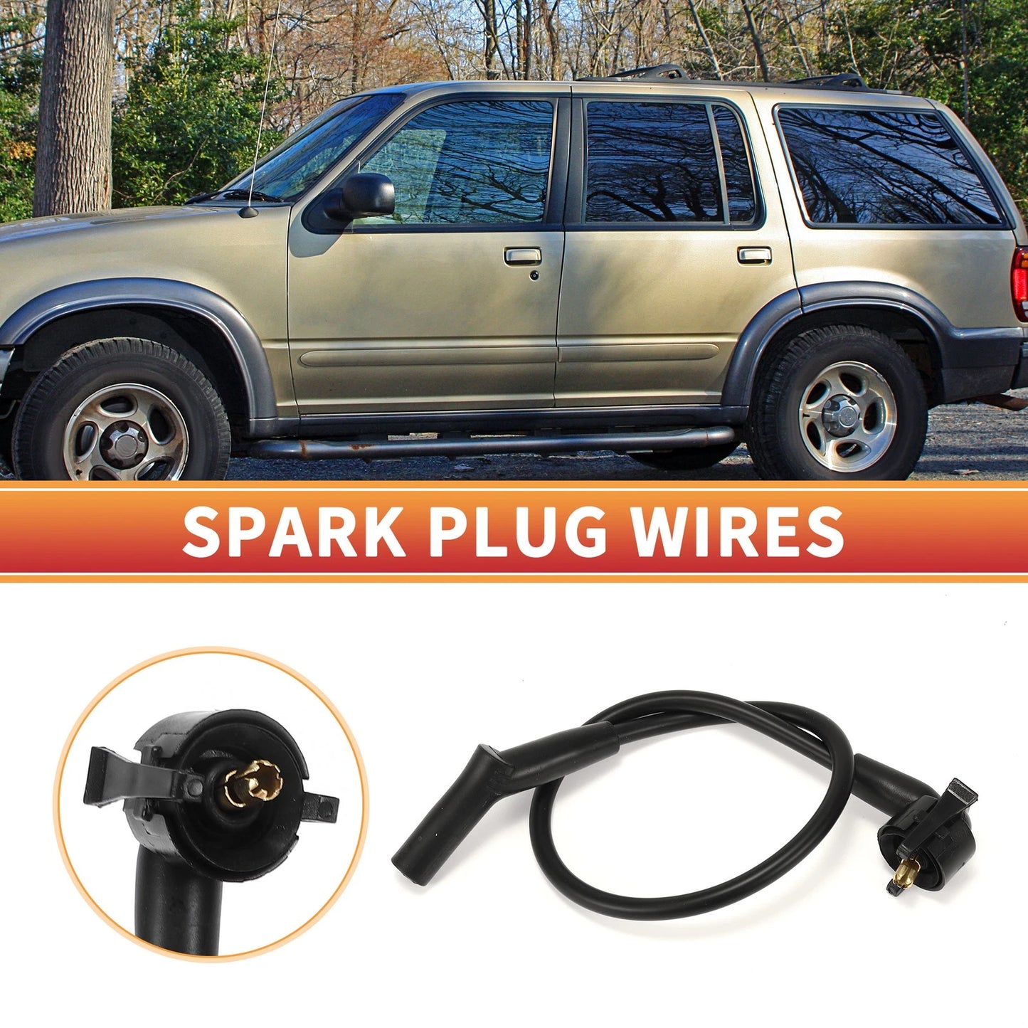 6 Pcs Spark Plug Wire Ignition Coil Cables for Ford Explorer (2002-2005)