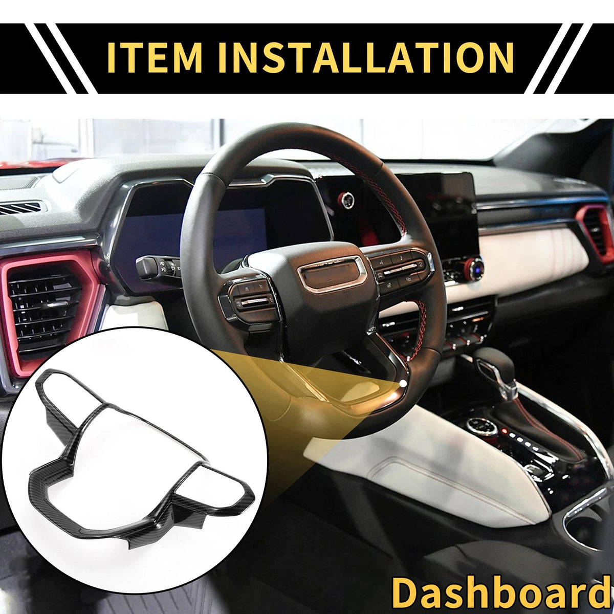 Steering Wheel Cover Trim for Chevy Colorado (2023-2024) Carbon Fiber Pattern