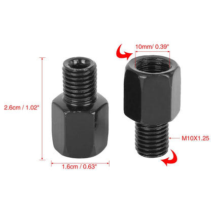 5x 10mm LH to 10mm RH Black Motorcycle Rearview Mirrors Adapter Screws for Bike