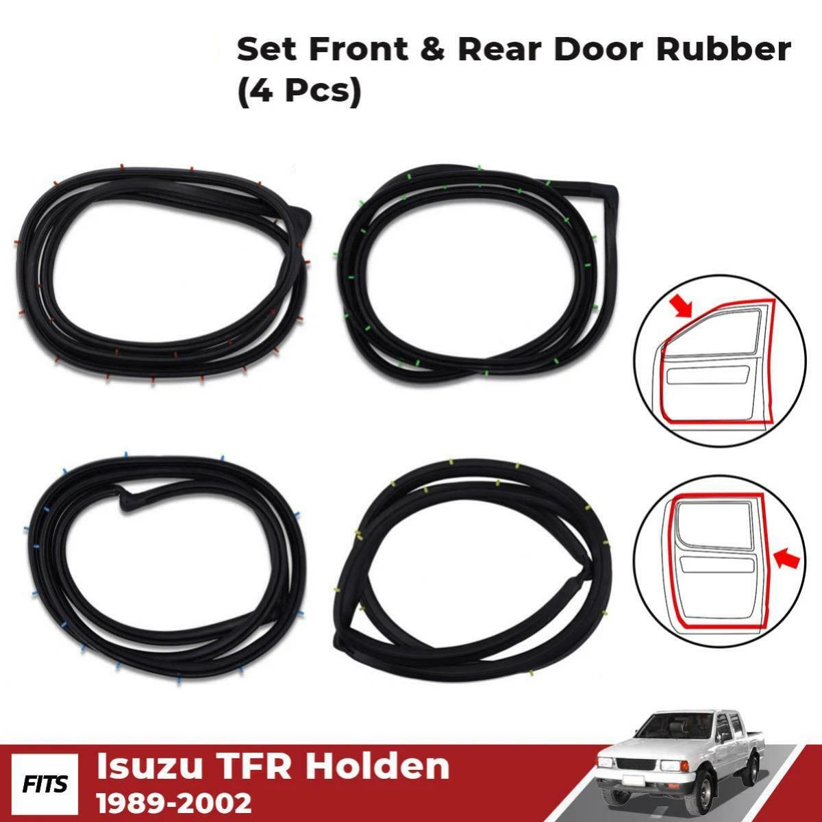 Door Rubber Seal Weatherstrip Front Rear L+R Fits Isuzu TFR Holden Rodeo 1989-02