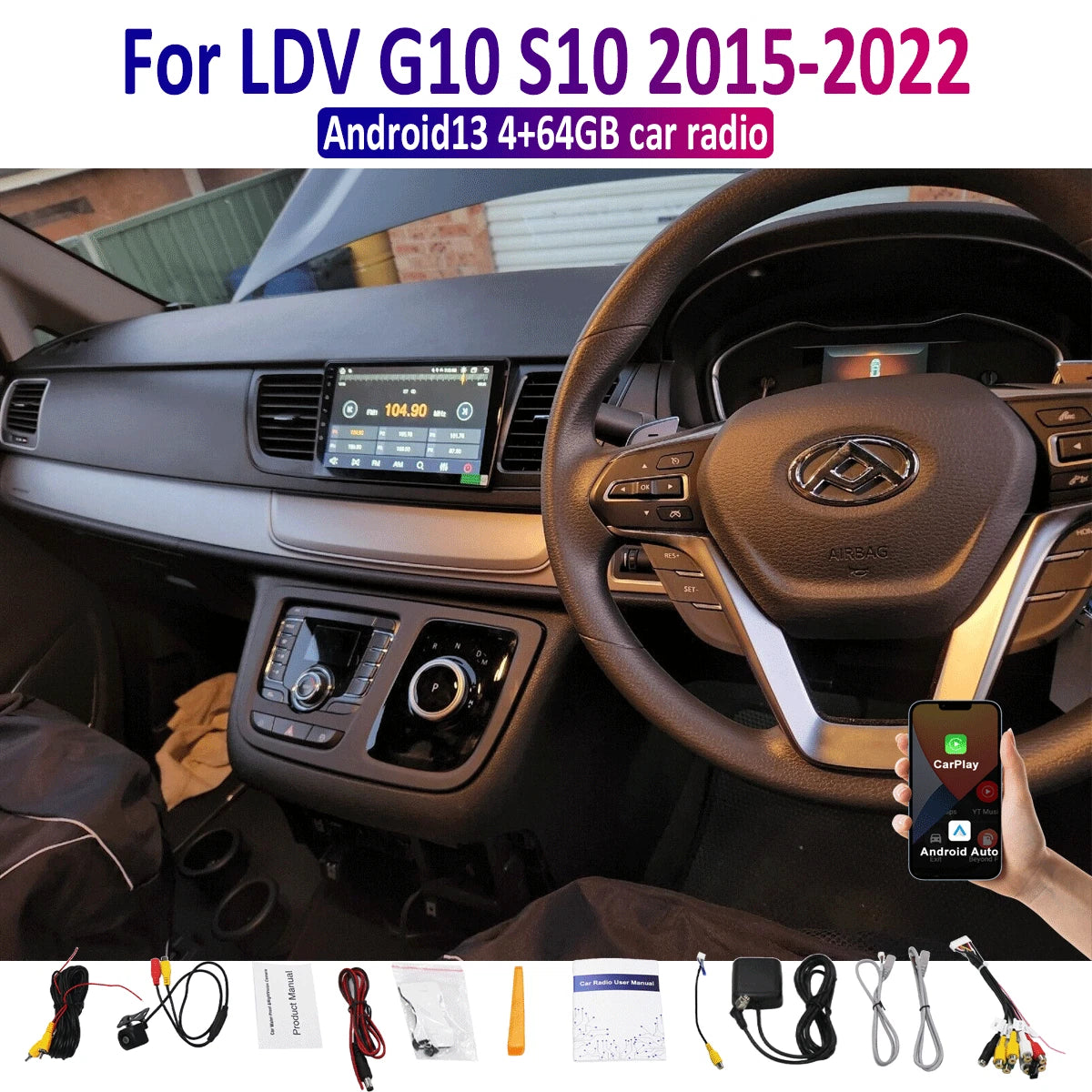 9'' Wireless Apple CarPlay Android Auto Car Radio Head Unit for LDV G10 (2015-2022)