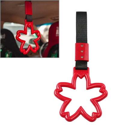 JDM Flower Ring Car Handle Strap Charm for Subway Train Bus - Red