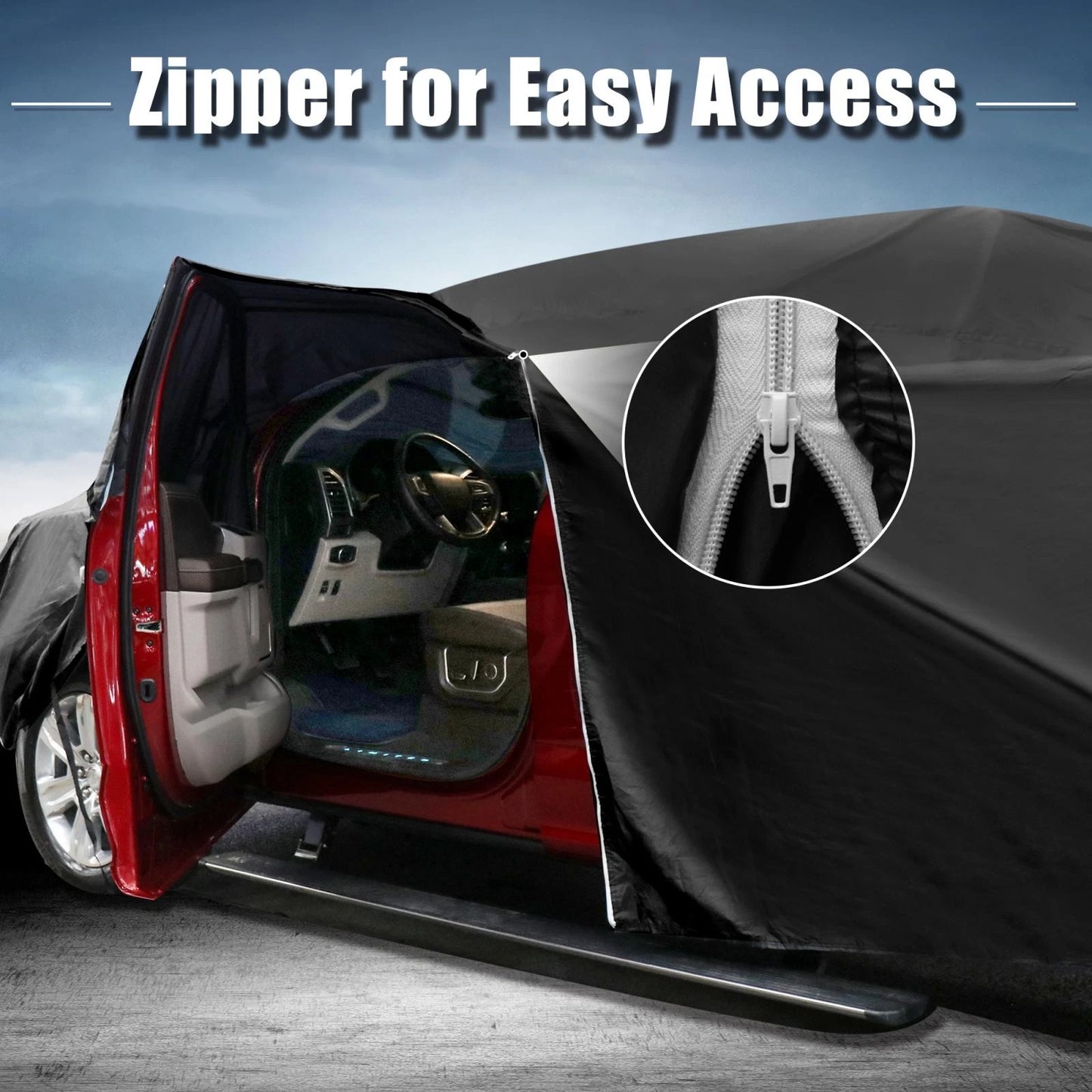 Pickup Truck Cover for Ford F150 Crew Cab 04-21 Sun Rain Protection Black