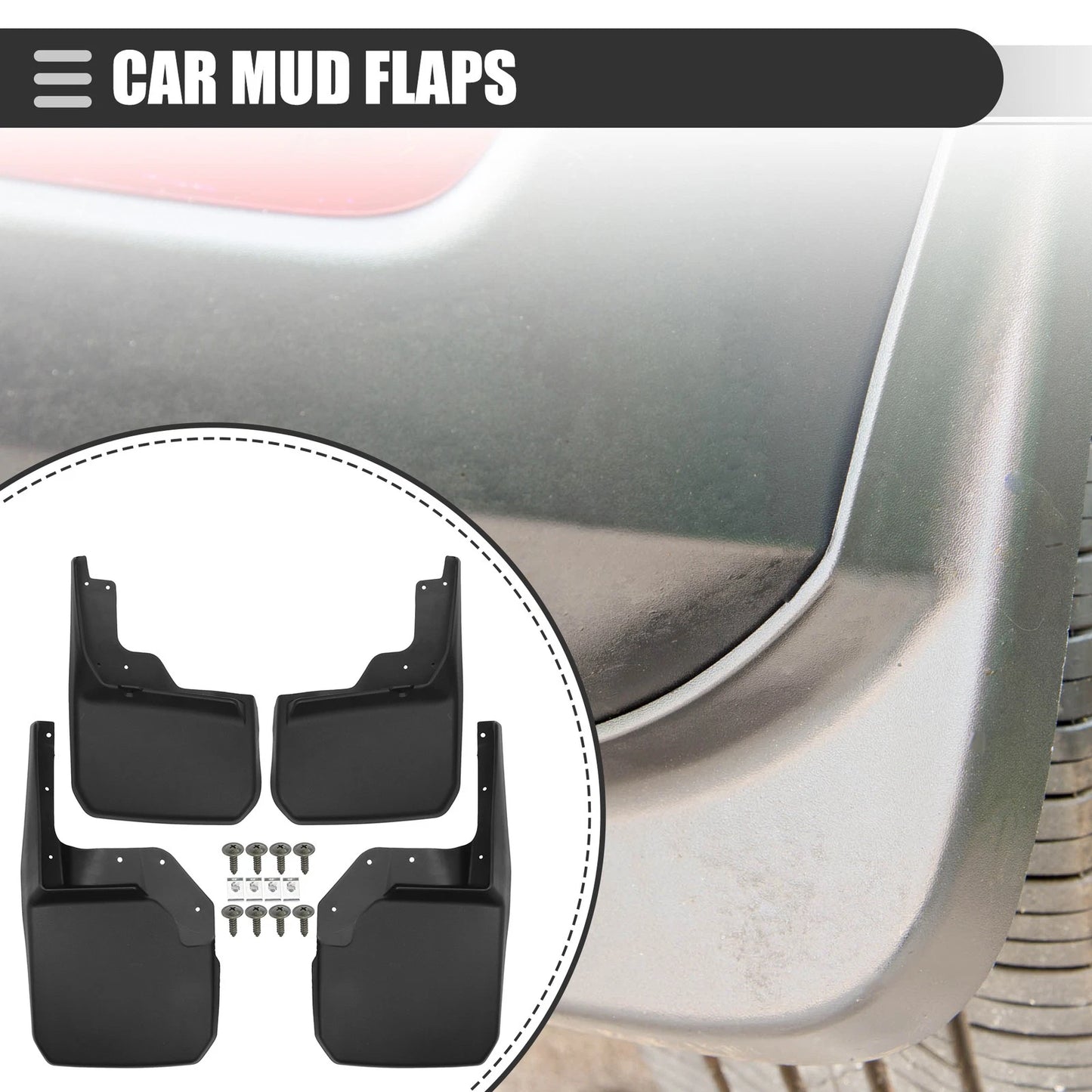 Car Mud Flaps Splash Guards  Black for Jeep Wrangler (2007-2018)